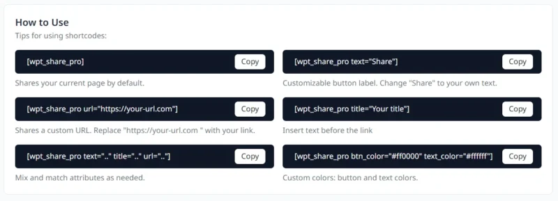 Shortcode Plugin WPT Share Pro
